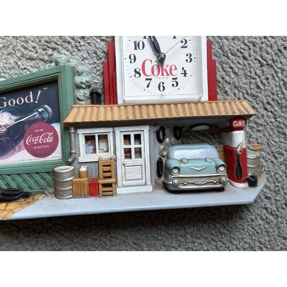 Coca Cola Route 66 Service Station Wall Clock 3D Plaque 1990